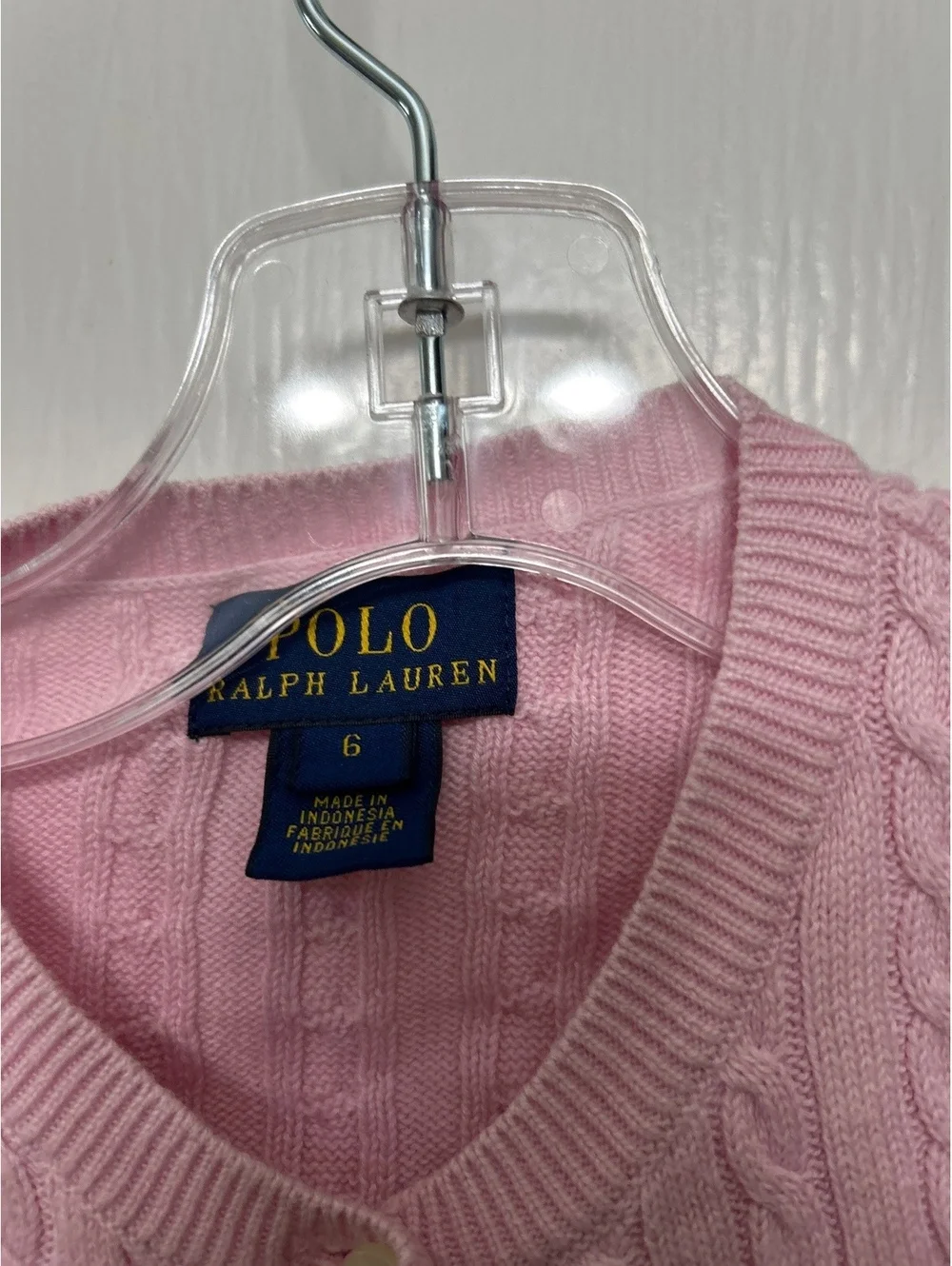 Polo Ralph Lauren Pink Cable Knit Cardigan Sweater Size 6